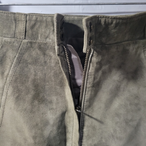 H&MPremium Genuine Suede Olive Skirt 10 - Picture 5 of 7